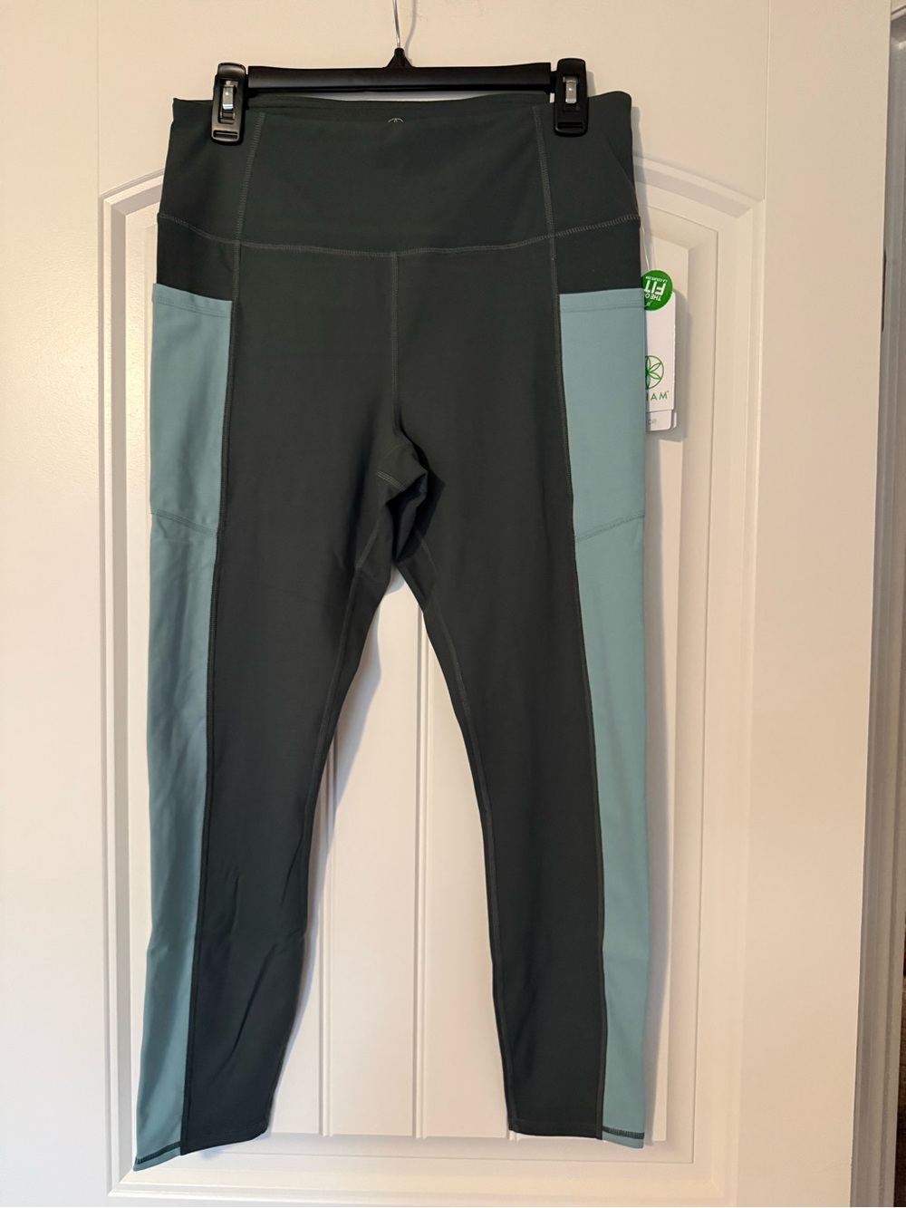 Ladies Two-Tone Active Leggings - Green/Teal